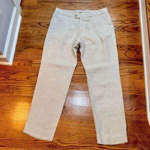 Hiltl Beige Linen Flat Front Dress Pants. Size 36.